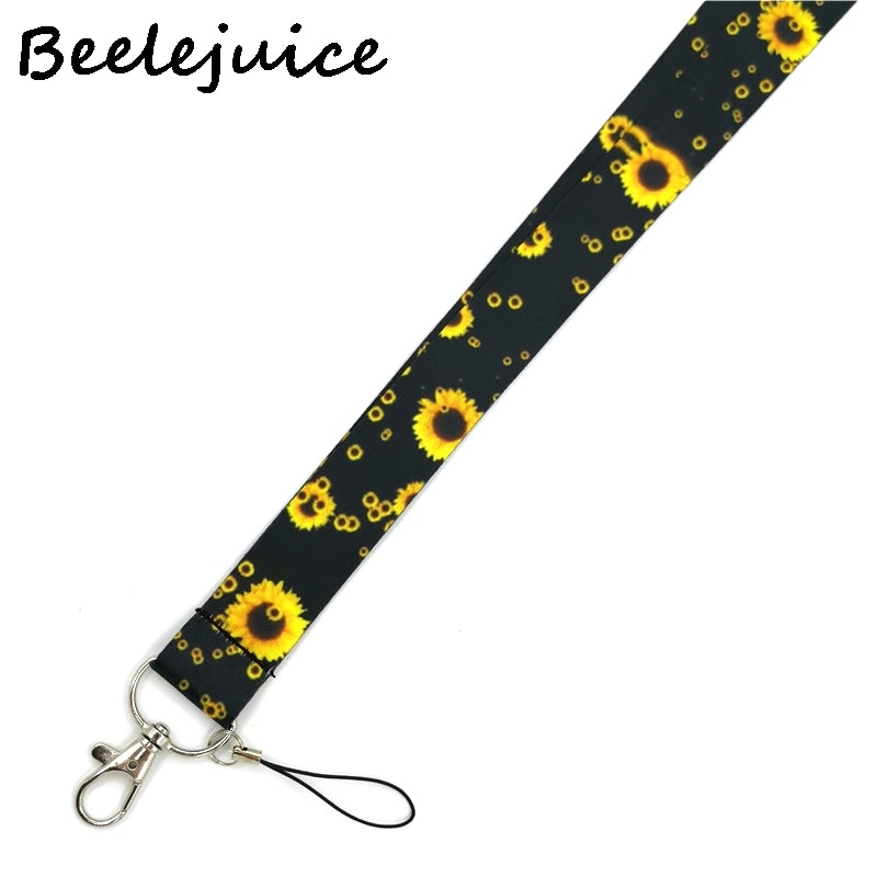 Girassóis flores pescoço cinta cordão chaveiro do telefone móvel pulseira id crachá titular chaveiro chaveiro acessórios cosplay presentes