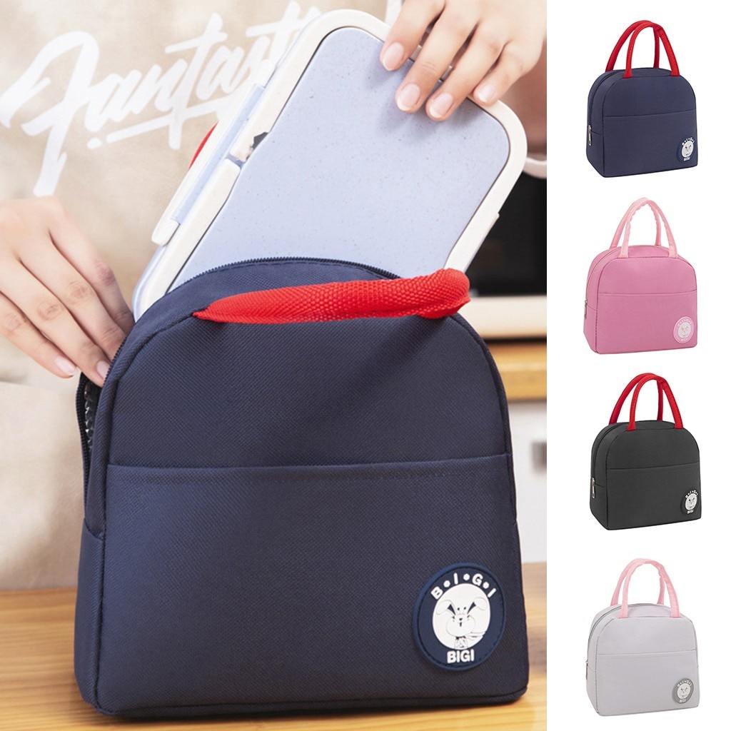 Waterproof Nylon Portable Lunch Bags For Women Student Lunch Box Bag Thermo Bag Office School Picnic Cooler Bag Launcher Sac