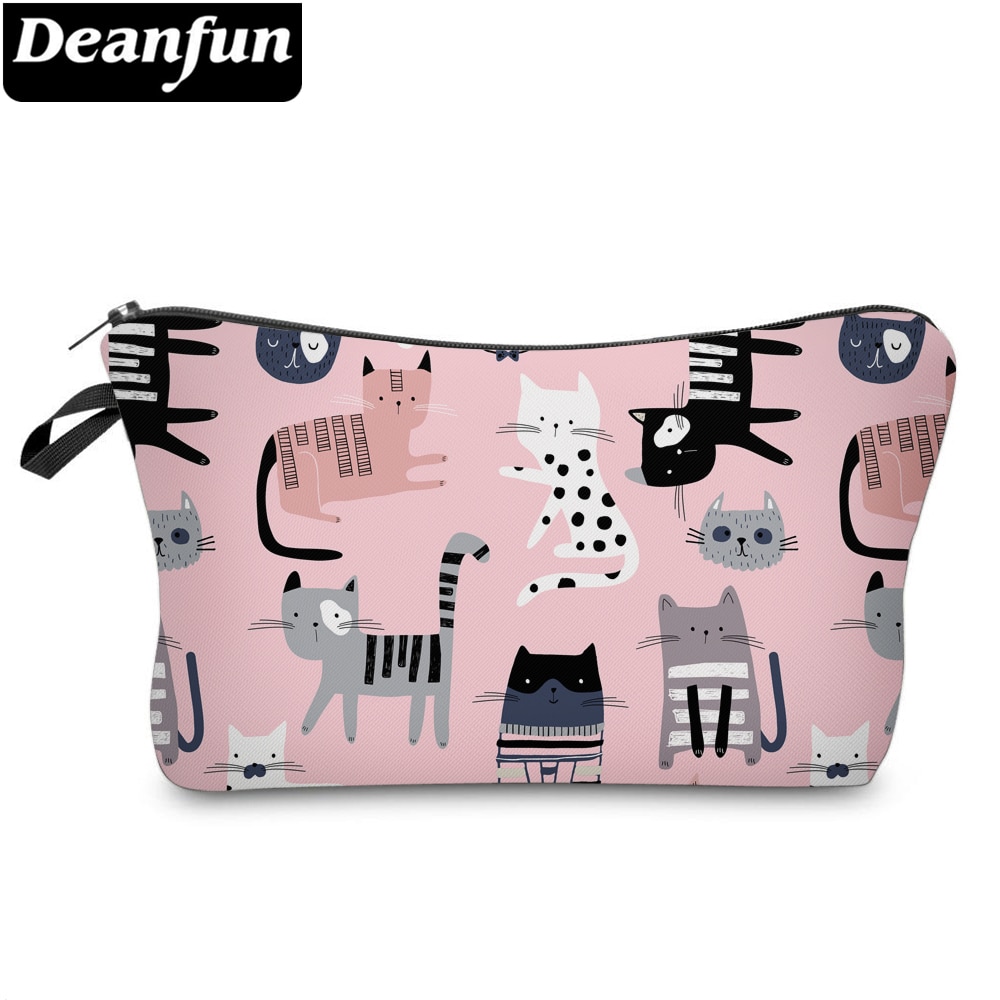 Deanfun Lovely Cat Cosmetic Bag Grils Cute Pink Small Toiletry Bag Portable Travel Bags 52487