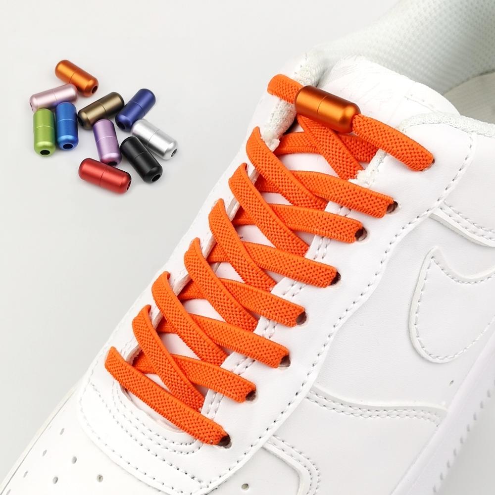 1 par flad elastisk låsende snørebånd uden binde snørebånd børn voksne unisex sneakers sko snørebånd