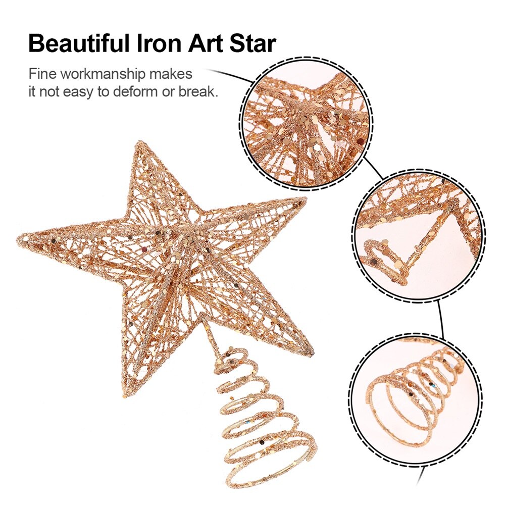 Christmas Tree 5-Point Star-Shaped Tree Top Decorations Festive Party Home Event Scene Christmas Tree Top Star Decorations