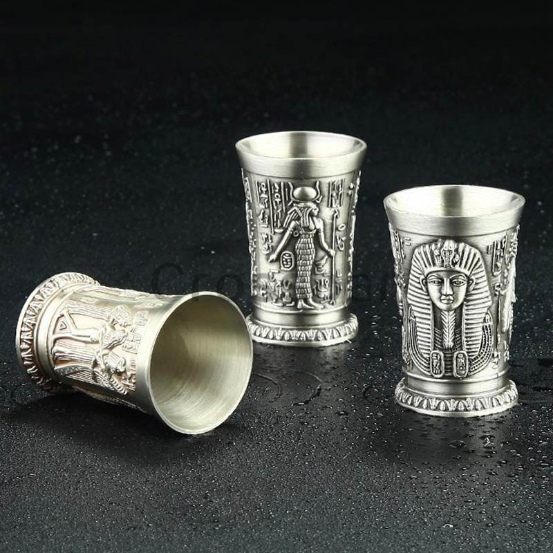 Copa de vino pequeña de la Guardia egipcia antigua clásica, barra de aleación de Metal para en casa, copa de licor, vaso de oro, vaso para beber, decoración