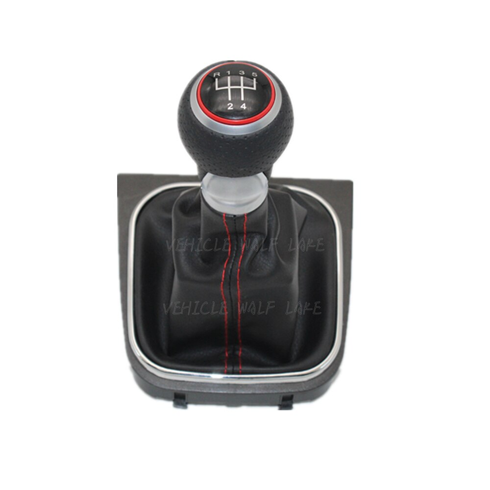 Til vw golf 6 a6 mk6 til gti gtd  r20 bil 5 gear bil gear stick niveau gearknop med læderstøvle: Hvid