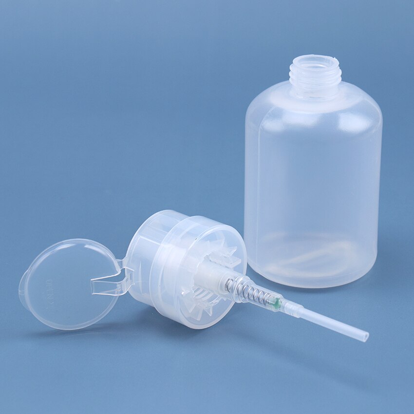 Bouteille en plastique rechargeable pour dissolvant du vernis à ongles, pour enlever le vernis, pour alcool, maquillage, bouteille séparée pour pompes à pression et Art de manucure et de pédicure, pour nettoyer le Gel UV, 200ml