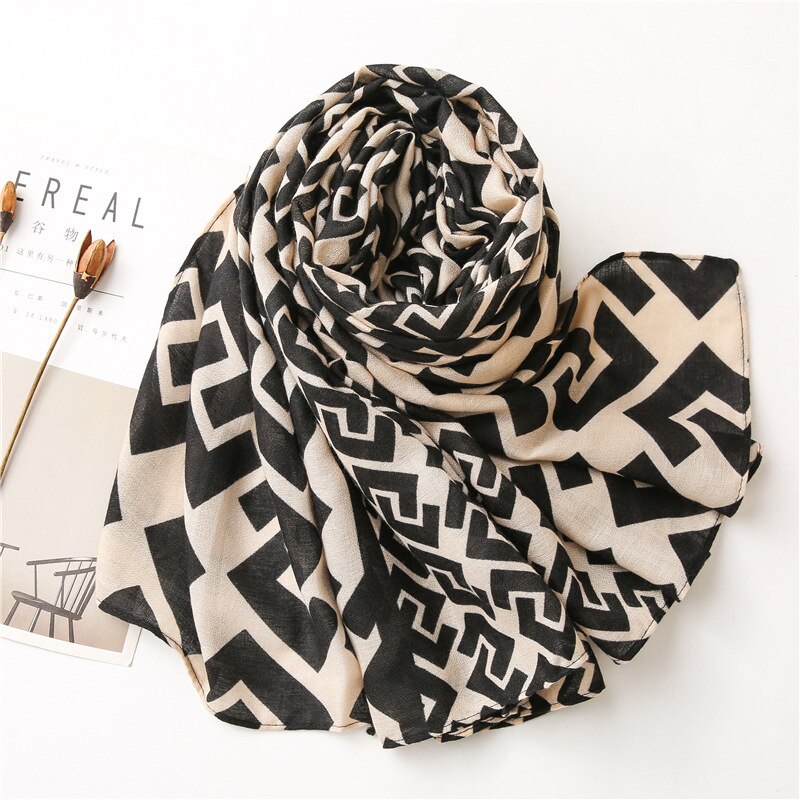 Écharpes automne-hiver pour femmes, châles et écharpes, hijab géométrique aztèque, étole, pashmina, foulards en coton d'hiver musulmans