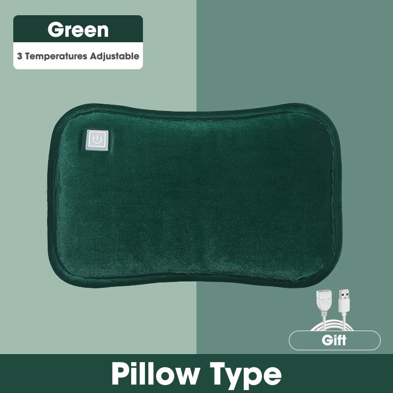 Chauffe-main rose USB coussin chauffant électrique Portable graphène chaleur oreiller fille coussin chauffe-mains thérapie soulagement de la douleur pour l'hiver: Pillow Green Pro
