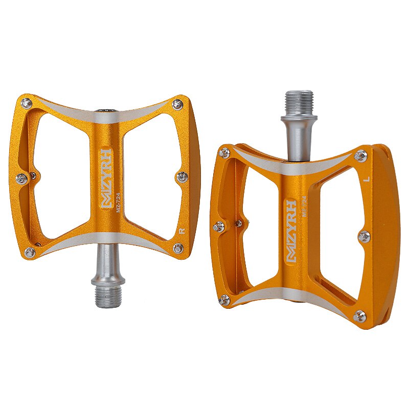 MZYRH 724 503S 505S Bicycle Pedal Ultralight Non-Slip MTB Pedals Aluminum Alloy Flat Applicable Waterproof Bicycle Parts: 724-gold