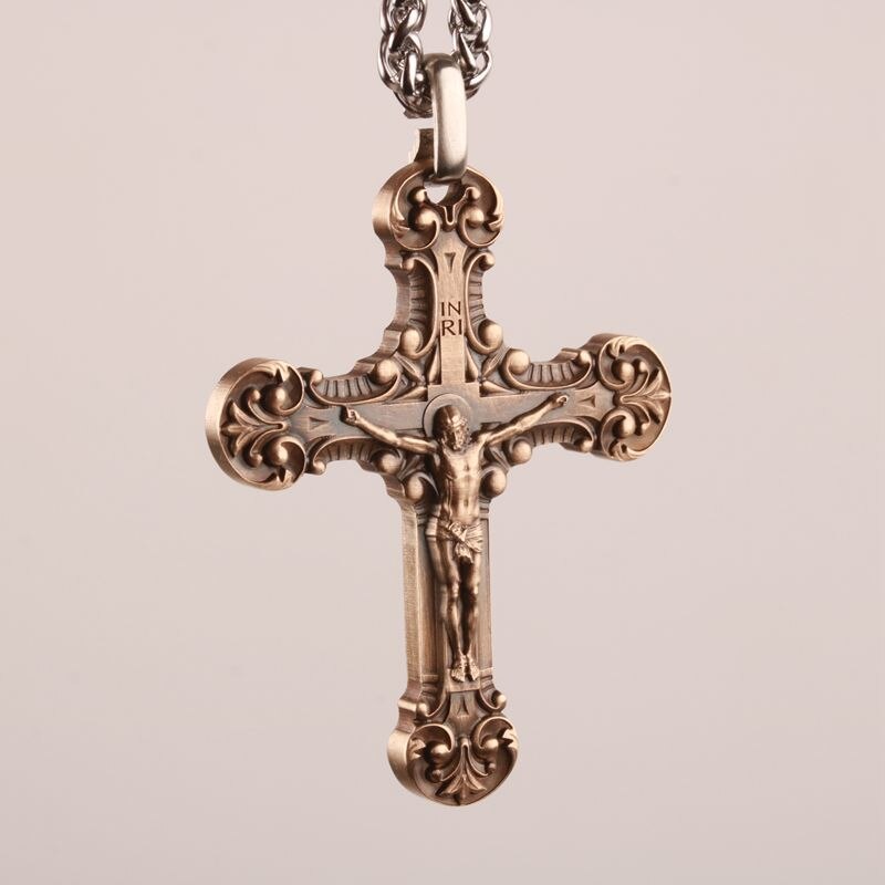 24 Inch Ketting Cross Sales H62 Messing Mannen Jusus Christus Religieuze Kruisbeeld Hanger Jezus Cn (Oorsprong) Metalen