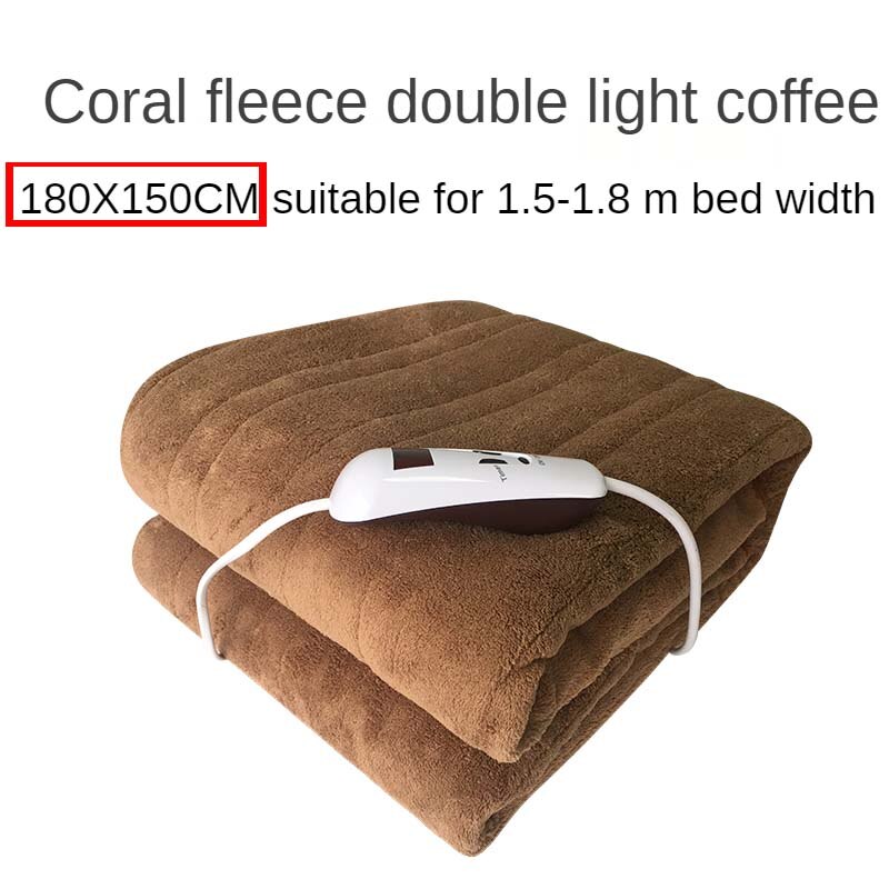 Cobertor elétrico do colchão bonde da cobertura da temperatura constante cobertor bonde do corpo do dobro do aquecedor grosso 220v 180*150cm: 180 x150 Tan coffee / UK