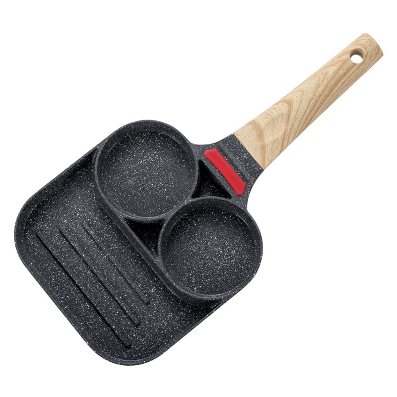 3 Holes Non Stick Omelet Frying Pan for Burger Egg Ham Omelette Breakfast Maker Kitchen Grill Wok Cooking Pot