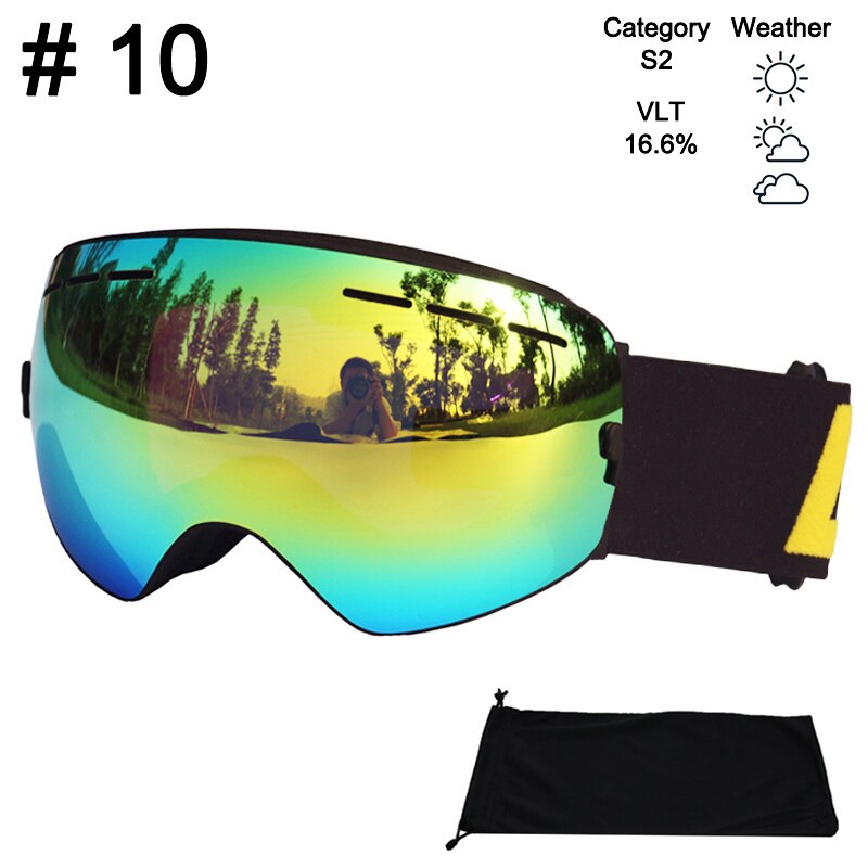 Locle sfæriske skibriller antidugg doble lag  uv400 store skimaske snowboardbriller skibriller briller: Farge 10 glass