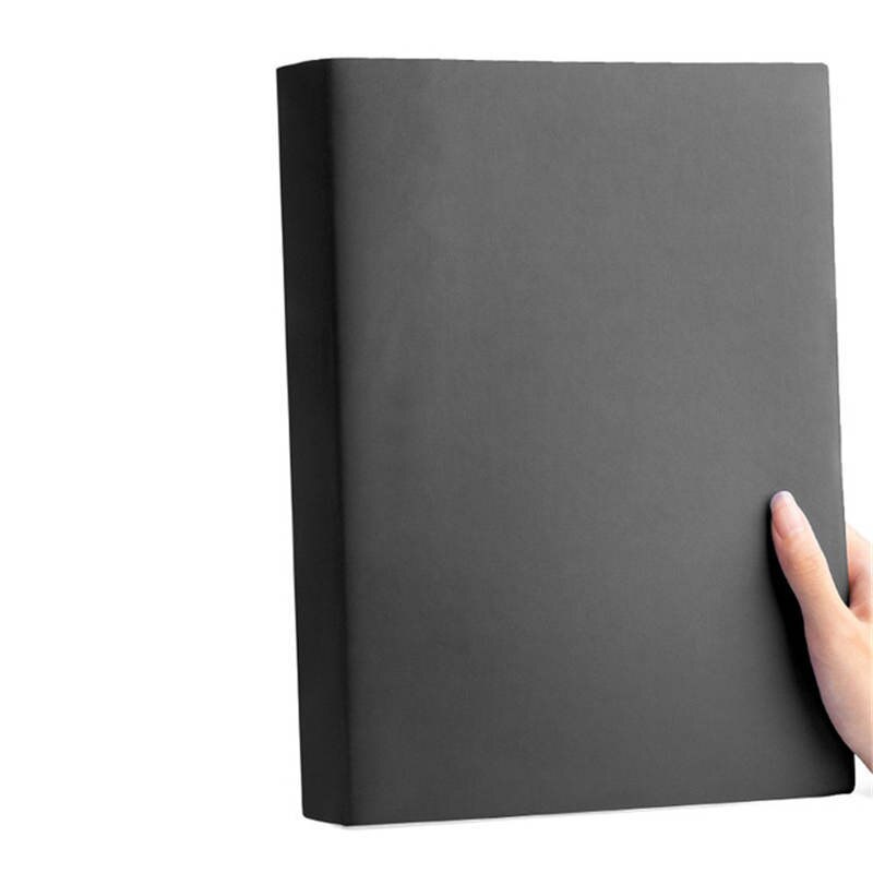 EZONE-Cuaderno de 208 páginas A4, libreta gruesa, cuaderno grande, diario de cuero suave, material escolar y de oficina, papelería: Black