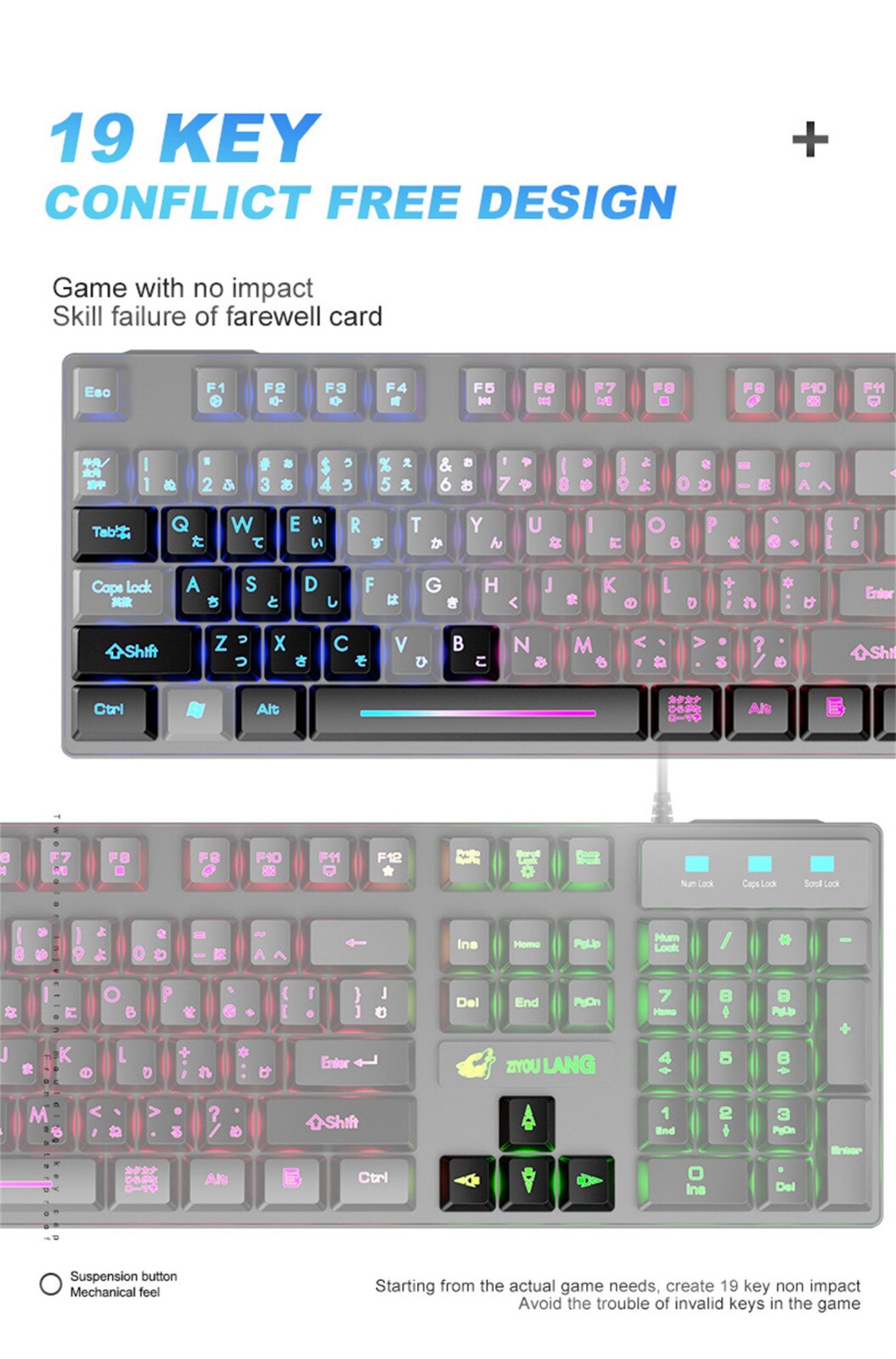 Gaming keyboard and Mouse Wire backlight mechanical feeling keyboard 2400DPI Gamer kit Silent Gaming Mouse Set for PC Laptop