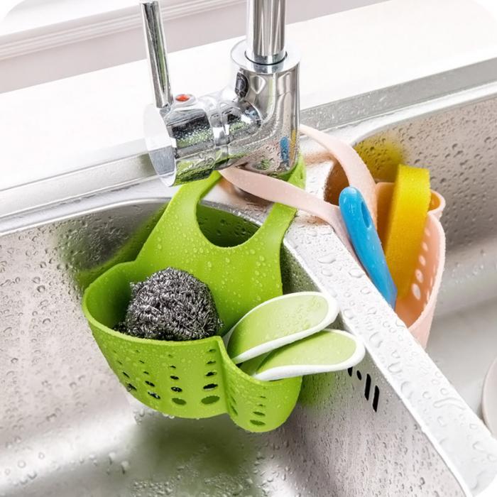 Portátil inicio cocina baño fregadero esponja PVC colgante Rack de drenaje grifo cubeta de almacenamiento estantes titular de herramientas FBE3