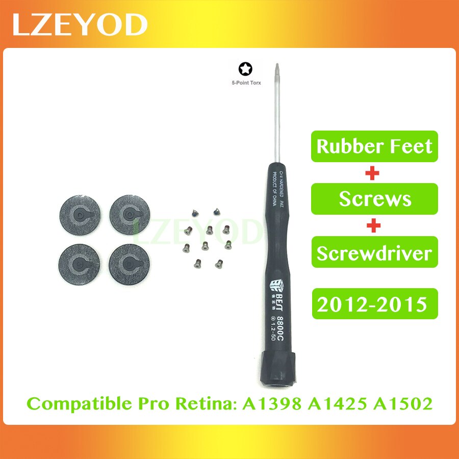 For Macbook Pro Retina 13" 15" A1425 A1502 A1398 Rubber Feet Bottom Case Cover Rubber Feet／Screws／Screwdriver Year