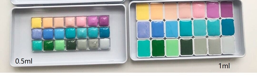 Juego de dispensadores de acuarelas MijELLO, paleta de pinturas artísticas de acuarela, macaron/azul/Verde/púrpura, 0,5 ml, 1ml: Macaron / 1ml