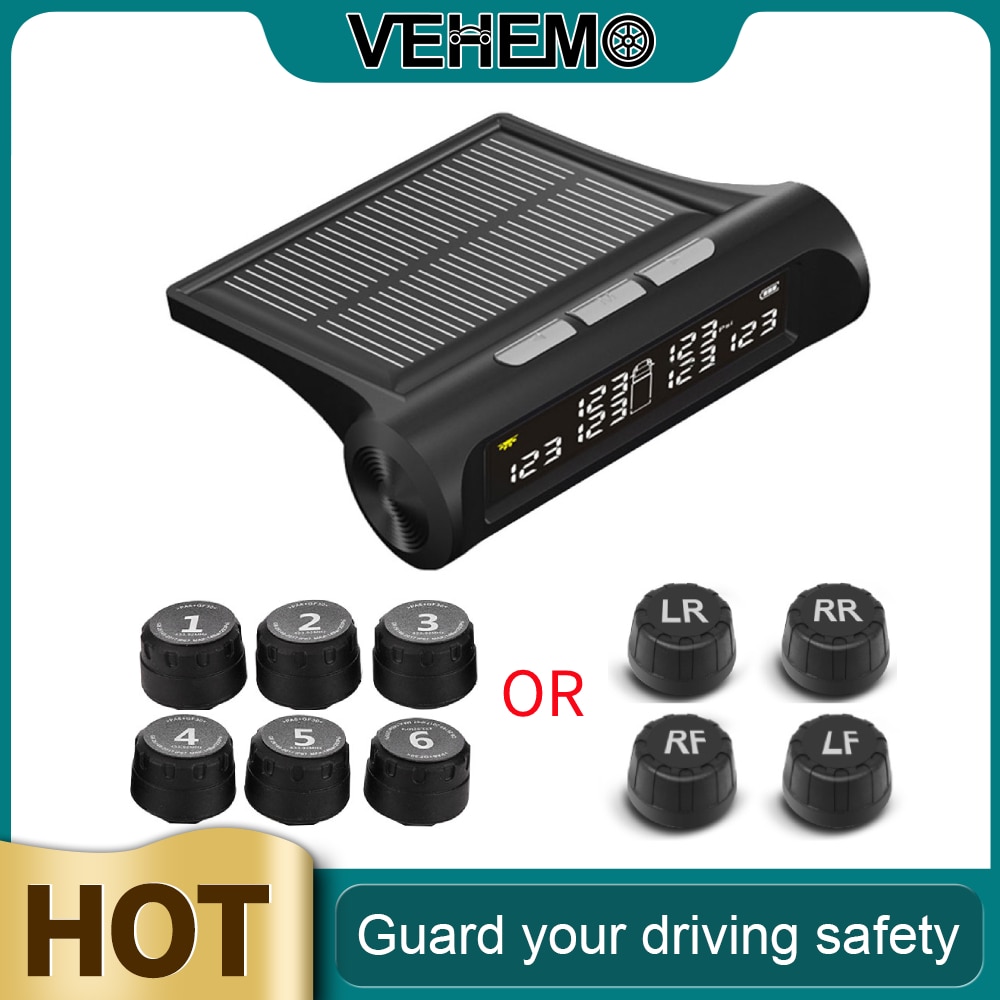 ☆Vehemo ☆ Bandenspanning Monitoring 8.0bar 6 Stuks Sensor Tpms Bandenspanningscontrolesysteem Bandenspanning Alarm Truck