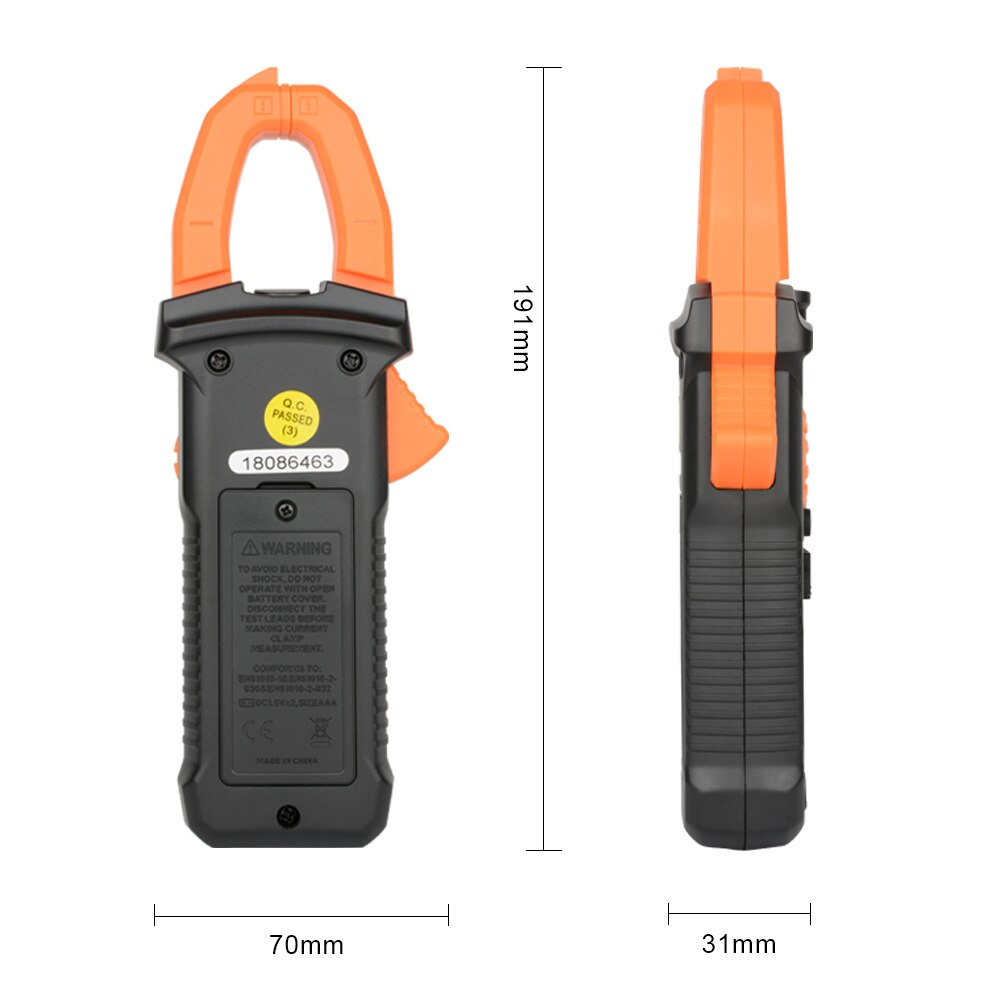 Digital Clamp Meter AC Current Clamp Voltage Meter True RMS Auto Range VFC Capacitance Non Contact Clamp Multimeter Like UT210E