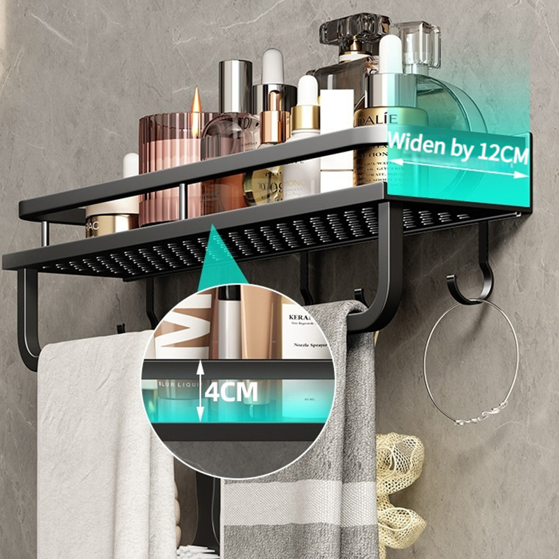 Support de salle de bain étagère de salle de bain espace de toilette en aluminium sans perceuse support suspendu organisateur de salle de bain accrocher au mur