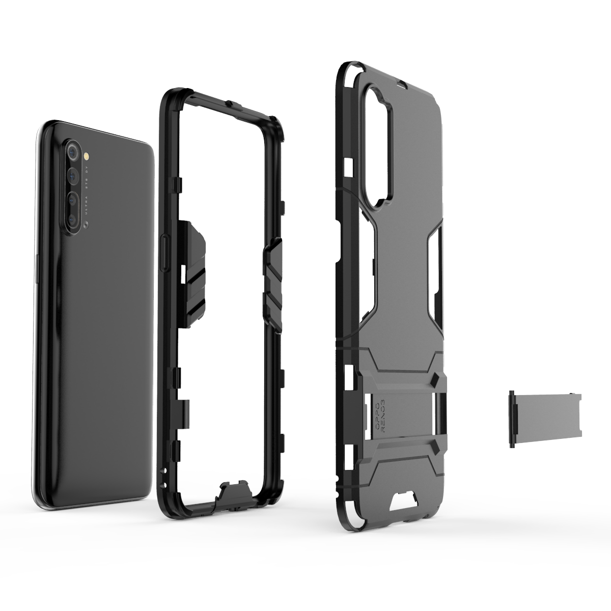 Funda de armadura híbrida para OPPO Reno 5Z 5g 5 Pro Plus 4 SE 4 Pro 4g 3 Pro 2 Z con soporte, funda de teléfono protectora para Reno A Z