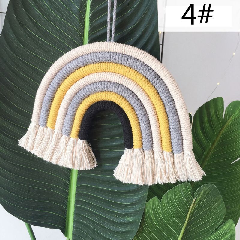 INS Nordic Hand-geweven Regenboog Tapestry Boho Rainbow Tassel Muur Opknoping Ornamenten Kinderkamer Decoratie Windgong Foto Props: 4