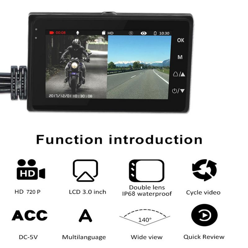 3 Inch Motorfiets Dvr Sprint Camera Full Hd 1080 P/720 P Lcd Dual Camera Voor en Achter View spiegel Waterdichte Camera Gps G-Sensor