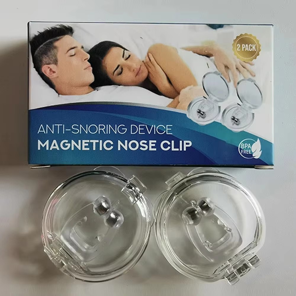 Anti Snore Stop Snoring Fast Silicone Nose Clip Anti Snoring Magnetic Silent Sleep Aid Device Guard Night with case: Brown