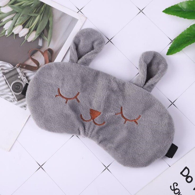 Leuke Kat Slaap Masker Natuurlijke Slapen Oogmasker Eyeshade Cover Shade Eye Patch Vrouwen Meisje Ontspannen Reizen Blinddoek Eyepatch: Grijs