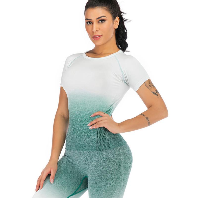 Camicia da Yoga senza cuciture da donna di nuovo stile Fitness manica corta Crop Sport Top allenamento Top abbigliamento da palestra per corsa t-shirt sportive