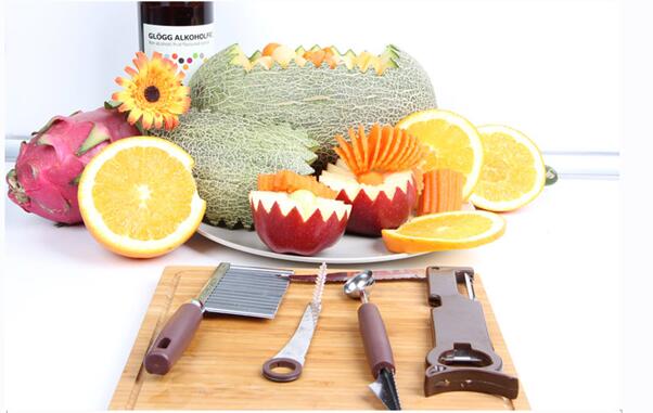 Praktiske køkken frugter og grøntsager udskæring knive 4- delt jakkesæt lille daglige almindelige merchandise spiral kniv