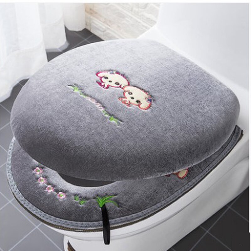 Siège de toilette en tissu doux, chauffant, pour salle de bain, couvercle lavable, coussin de couverture supérieur, fournitures de siège de toilette épaissi: A5