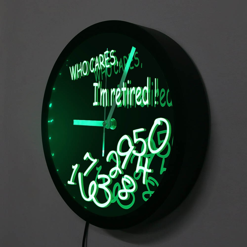 Fallen Numbers Retiring Luminous Wall Clock Who Cares I'm Retired Funny Clock Wall Watch LED Light Retirement Office Decor