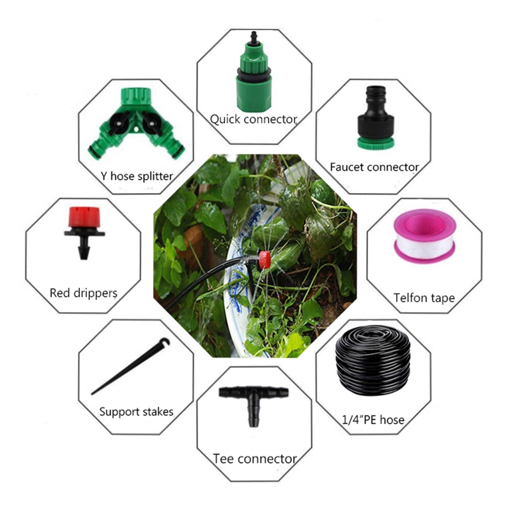60m Self Auto Drip Irrigation Garden Watering System With 4/7 Sprinkler Hose And Irrigation Dripper,Plant Humidifier Misting Kit