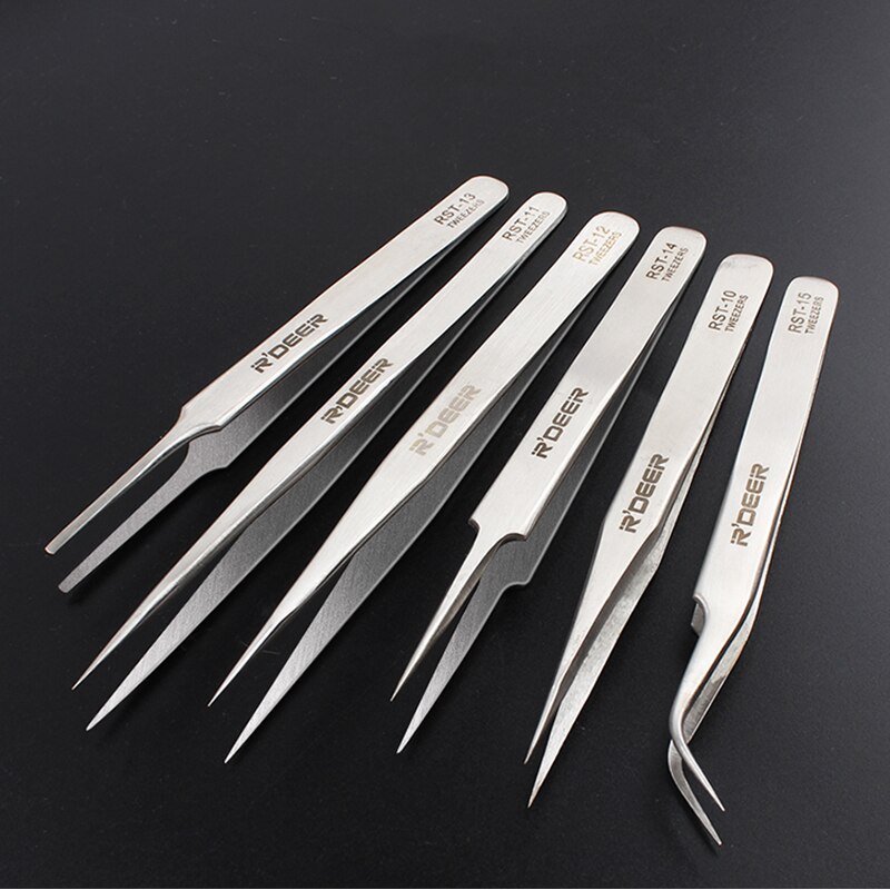 6 Stks/partij Roestvrijstalen Pincet Verlengen Super Sharp Super Hardheid Computer Mobiele Telefoon Reparatie Pincet Handgereedschap
