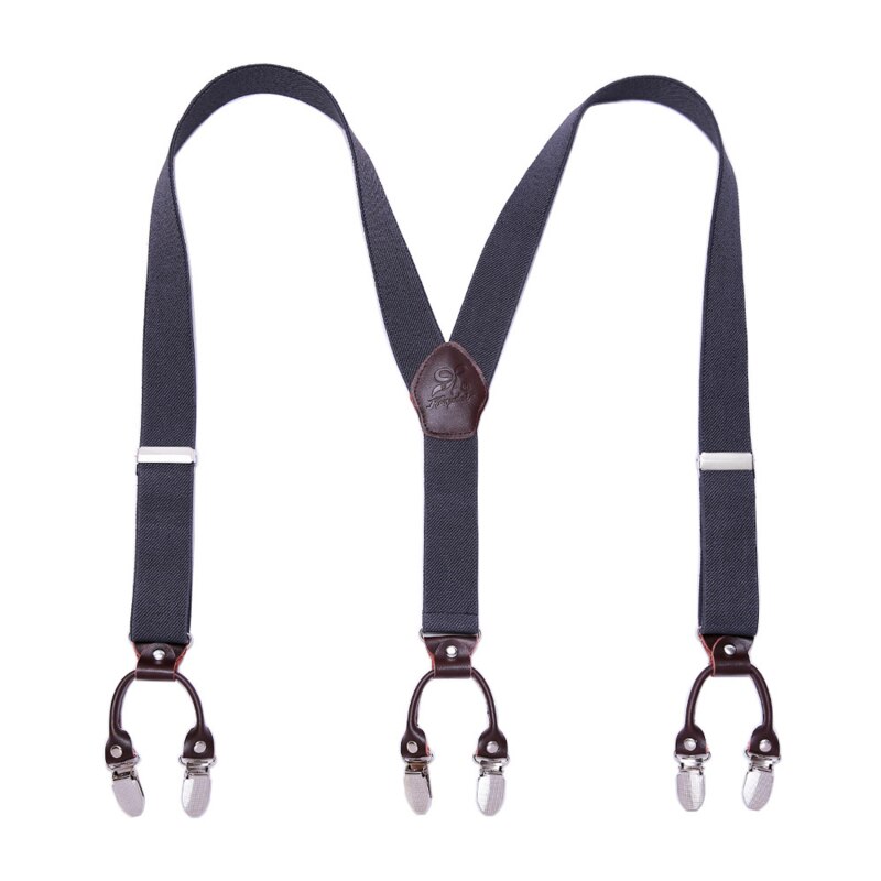 men&#39;s Suspender Elastic Leather 3.5 Cm Width Adjustable Elastic X Back Clips Men&#39;s Trousers Wedding Suspension 13 Colors: Dark gray