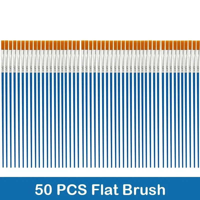 10/20/50pz pennelli per pittura impostato arte il giro / piatto Brushs nylon pennelli per capelli penna per olio acrilico acquerello arte forniture: Grigio chiaro