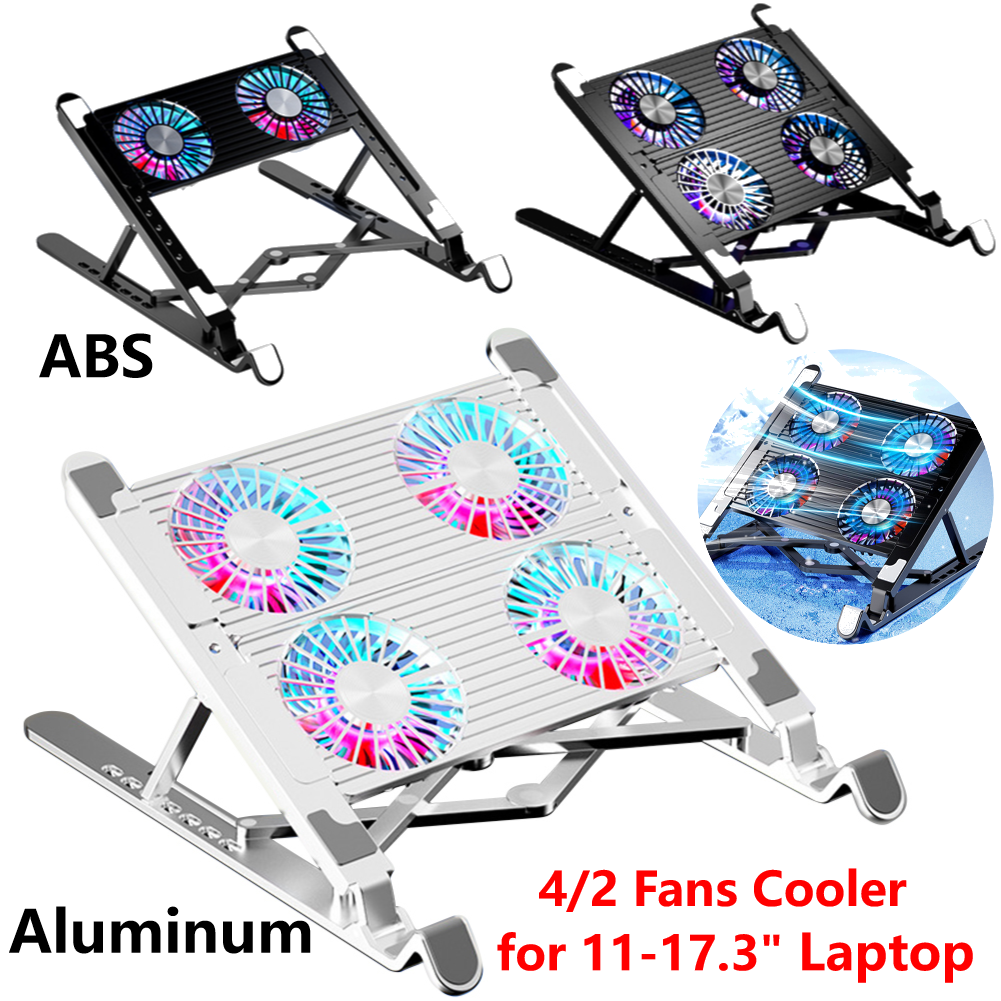 Laptop Cooling Pad with 2/4 Fans Foldable Notebook Stand RGB Silent Gaming Laptop Cooler Fan 7 Height for 11-17.3 Inch Laptops