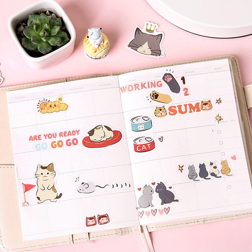 Kawaii 45 stks/partij Creatieve Schattige Liefhebbers Kat Kitty Mini Papier Sticker Decoratie DIY Album Dagboek Scrapbooking Label Sticker School