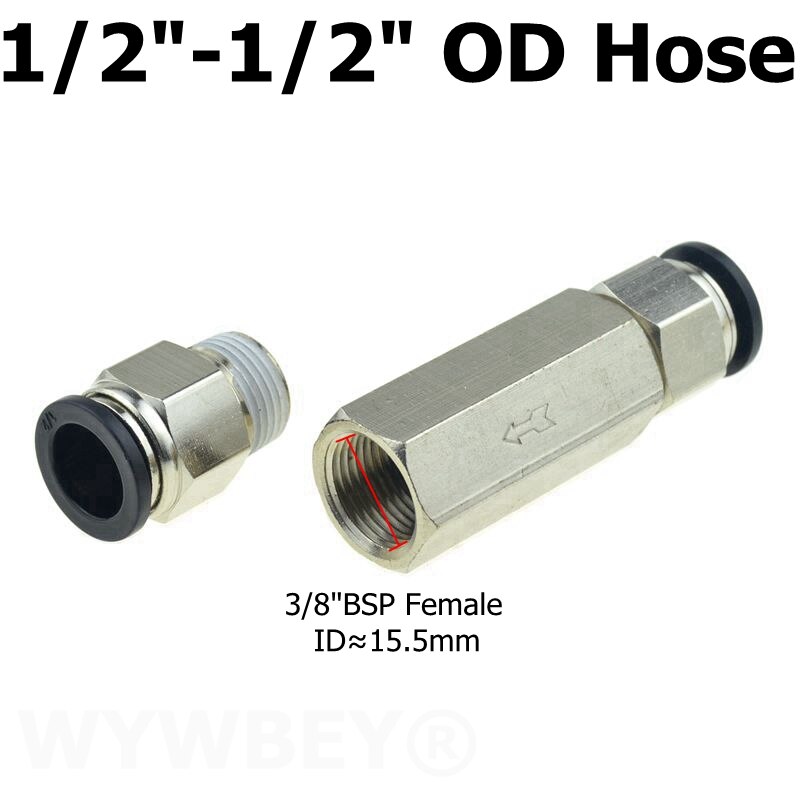 Pneumatisk backventil 6mm 8mm 10mm 1/4 od slang envägsventil luftgas enkelvägs mässingsventil luftkompressor rörkopplingsadapter: Cv-svart-pc -04od