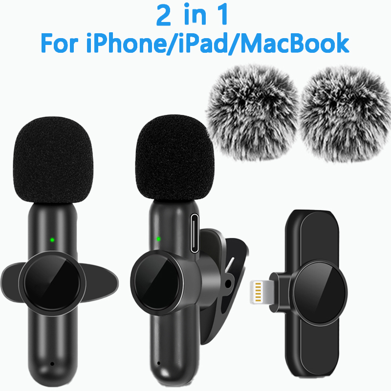 Bezprzewodowy mikrofon krawatowy 2.4G z redukcją szumów nagrywanie audio-wideo dla iPhone'a/iPada/Androida/Xiaomi/Samsunga mikrofon do gier na żywo: Black