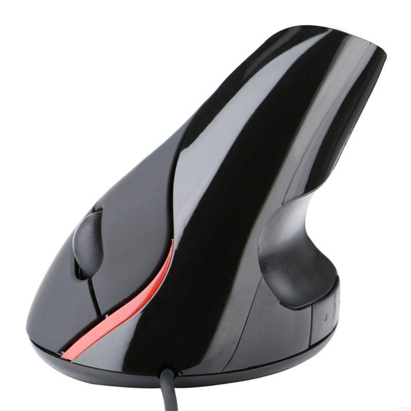 Trådbunden vertikal mus för höger hand ergonomisk spelmus 1600 dpi usb optisk handledsmus för pc bärbar dator: Svart