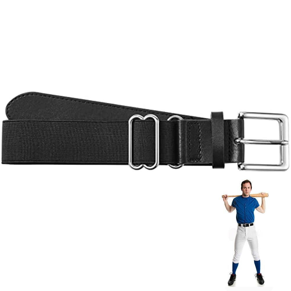 Baseball Belt Softball Belt Adjustable Waist Belt Outdoor Sports Elastic Buckle Baseball Belt Imitation Leather Golf Belt 115cm: black