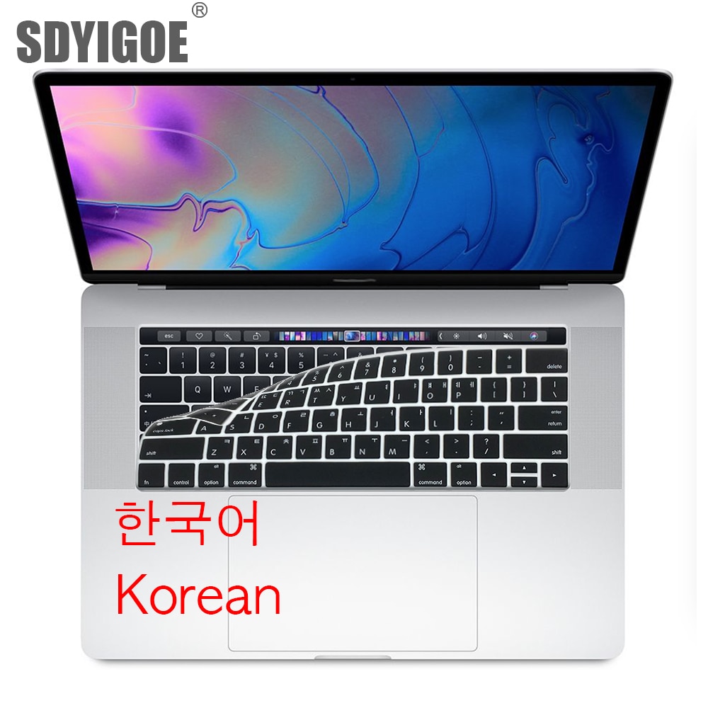 Funda protectora para teclado coreano US-Enter, para Macbook Pro 13Air 11 12 15 touchbar A2159 A1466 A1932/A1990/A1398/A1708