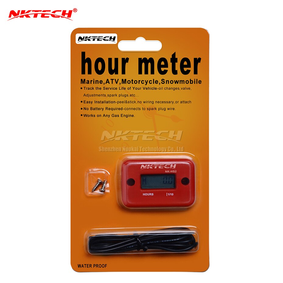 NKTECH NK-HS2 Inductive Hour Meter For Gas Engine Lawn Mover Marine ATV Motorcycle Boat Snowmobile Dirt Outboard Motor Generator: Red