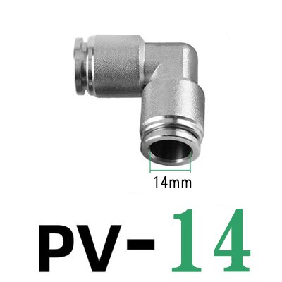 PV304 stainless steel metal pneumatic connector 4 6mm 8mm 10mm 12mm elbow 90 degree push-in quick connector release air fitting: PV-14