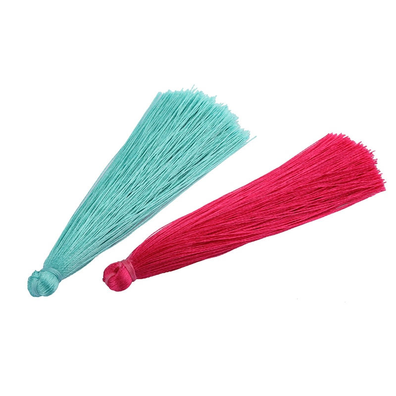 30 stuks/pak lange veelkleurige polyzijde kwastborstel voor oorbelhangers satijnen kwasten doe-het-zelf sieraden maken
