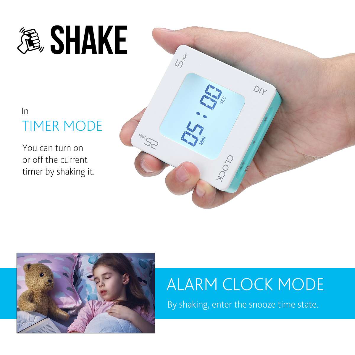 7 Color Digital LCD Alarm Clock Flip Vibration Reminder Timer Snooze Countdown Quartet Alarm Clock DIY Time Management