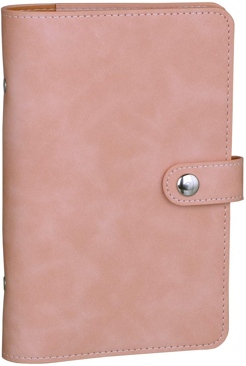 A6 PU Leather Notebook Binder Refillable 6 Ring Binder Cover for A6 Filler Paper Binder Pockets Personal Planner Binder: pink