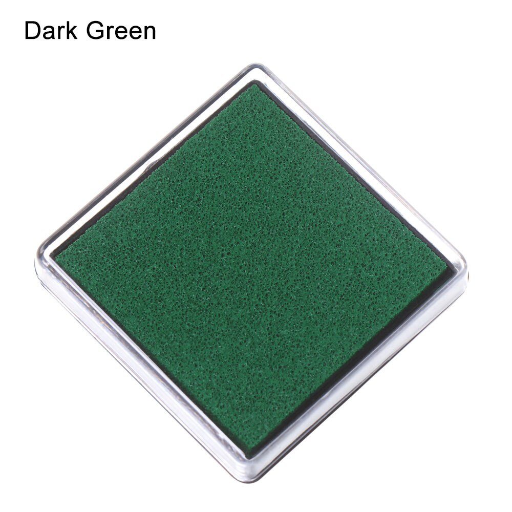 1PC Colorful Ink Pad Printing Oil Stamp Pads Fingerprint Square Inkpad Sponge Scrapbooking Drawing Toys DIY Office School Supply: Dark Green
