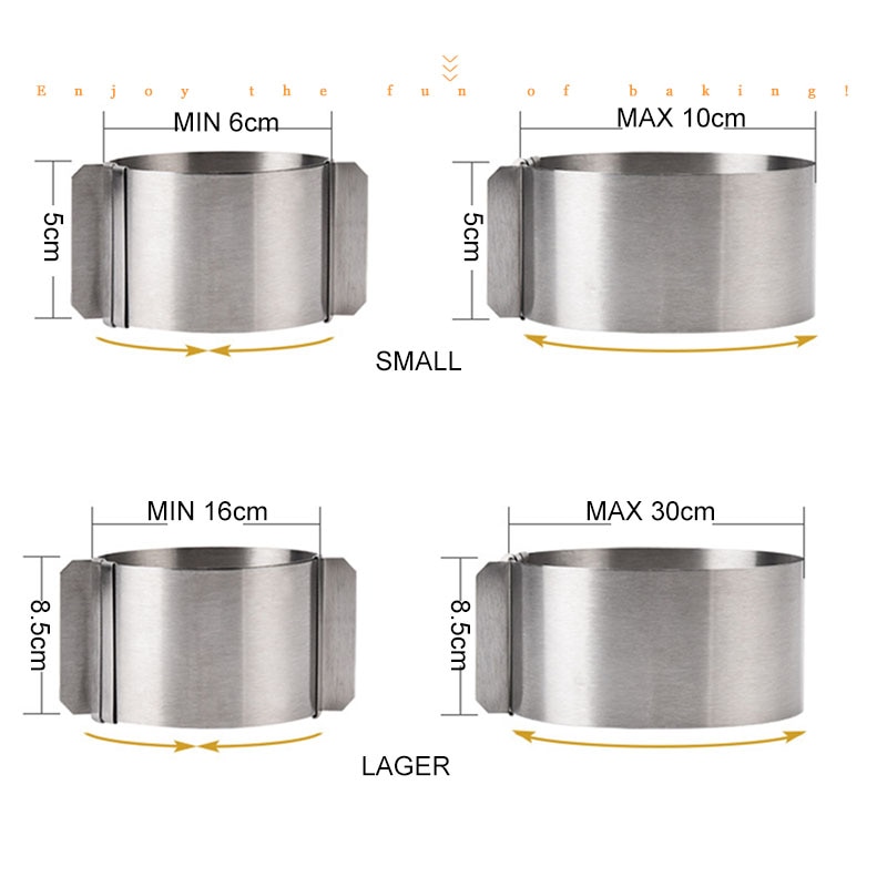 Verstelbare Ronde Cake Ring Mold 6-10 Cm 16-30 Cm Intrekbare Mousse Cake Ring Roestvrij Staal Cirkel bakken Ring Taart Tools 189